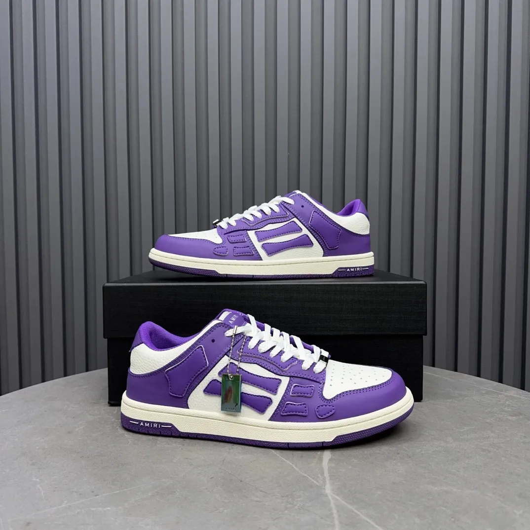 Men's men's shoes 💰600 AMIRI high street sneakers with bone sports shoes, toe layer cowhide upper, upper side bones, hand-stitched, good three-dimensional effect, customized metal LOGO, size 38-45 46